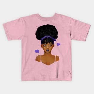 Black girl with a purple headscarf Kids T-Shirt